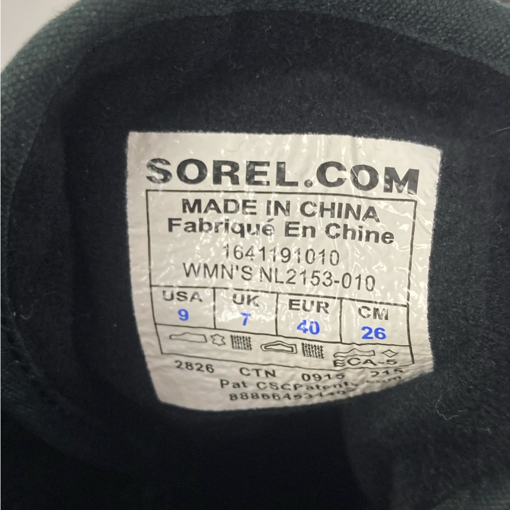 Sorel Women's Sz 9 Slimboot Black Tweed Lace Up Ankle Boots Heeled Winter - Picture 10 of 16